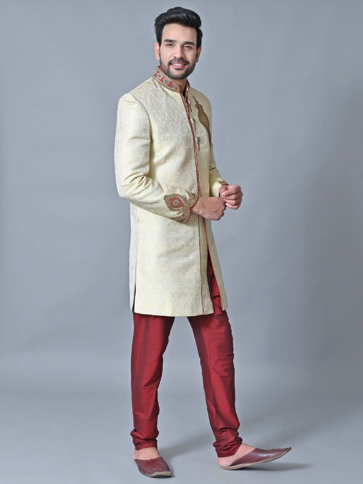 Ethnic Motifs Cream Sherwani