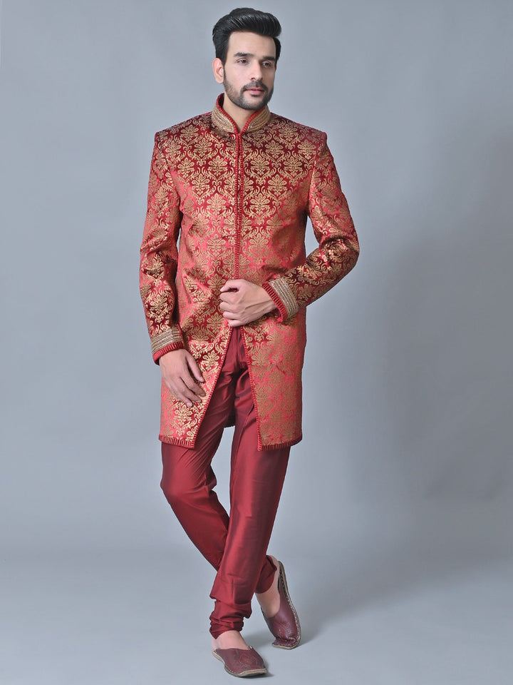 Ethnic Motifs Red Sherwani