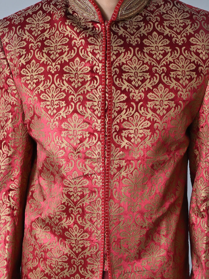 Ethnic Motifs Red Sherwani