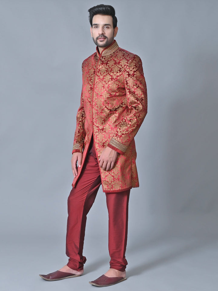 Ethnic Motifs Red Sherwani