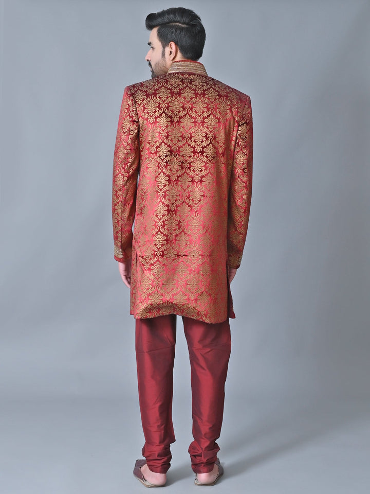 Ethnic Motifs Red Sherwani