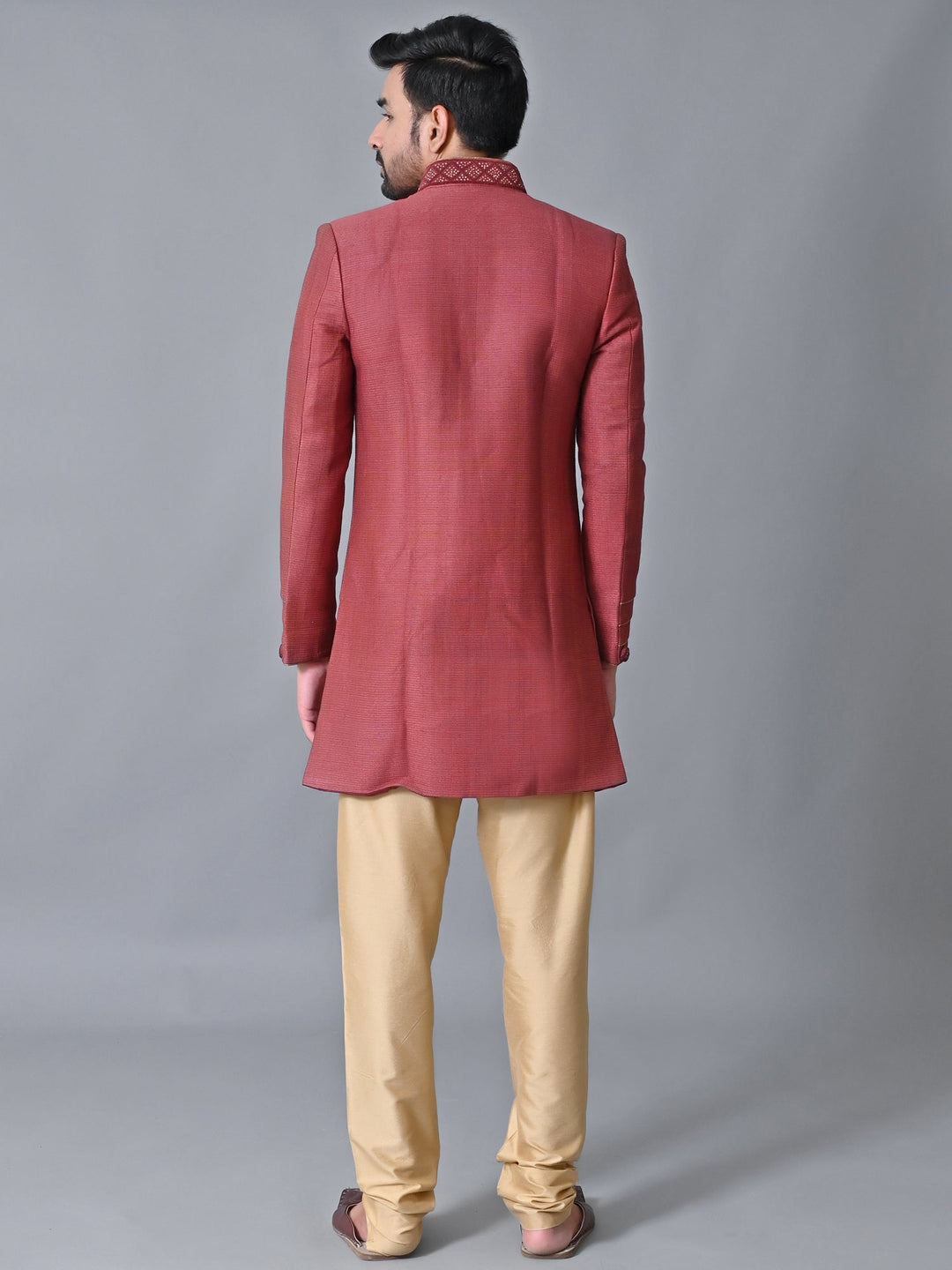 Textured Maroon Sherwani