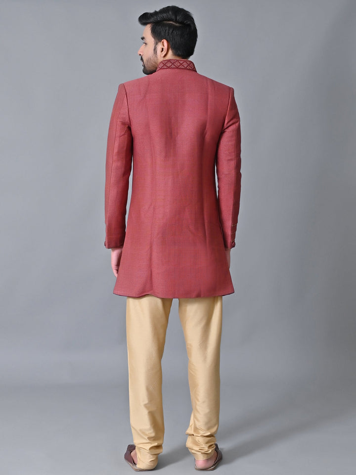 Textured Maroon Sherwani