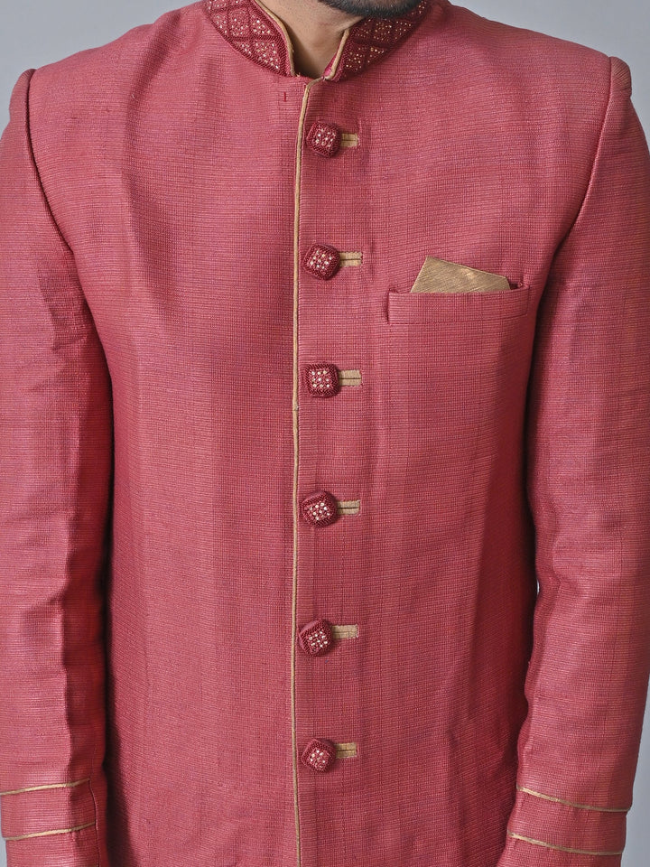 Textured Maroon Sherwani