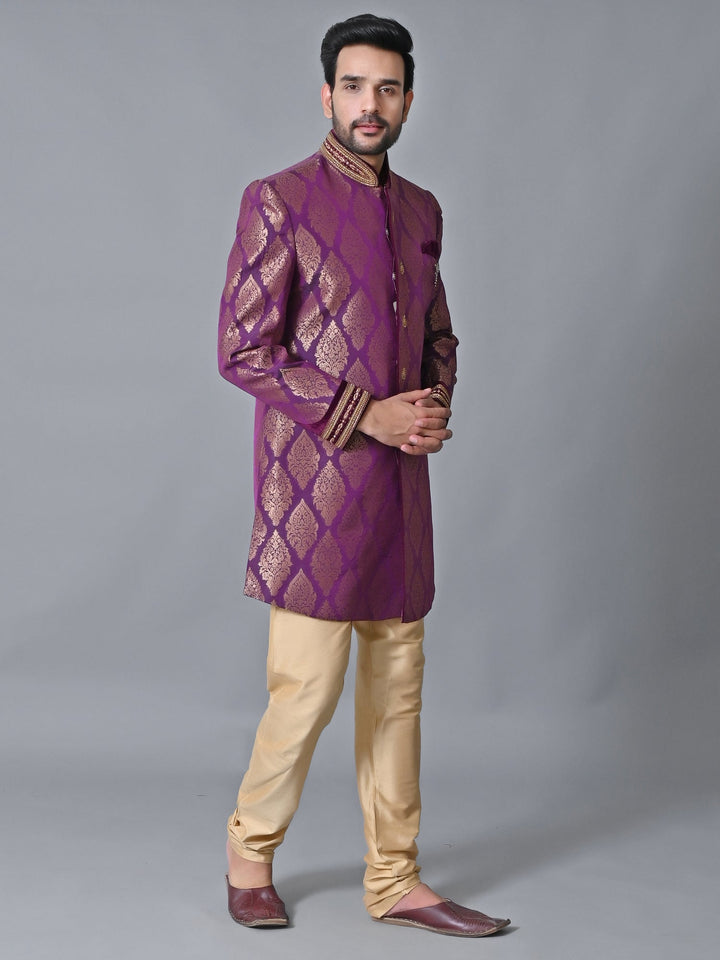 Ethnic Motifs Purple Sherwani