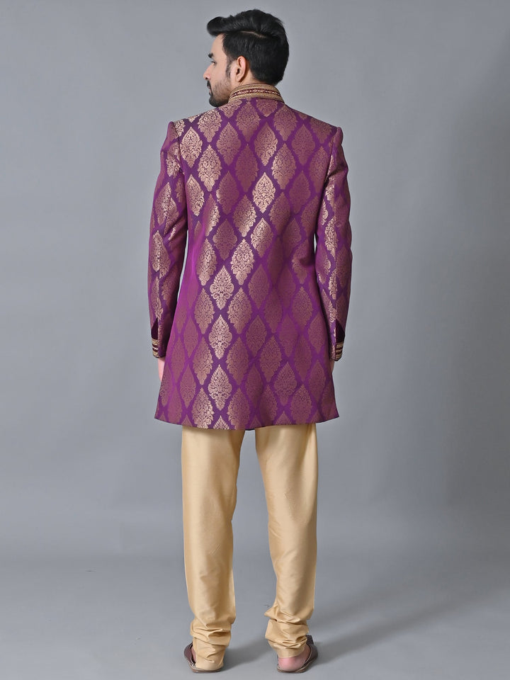 Ethnic Motifs Purple Sherwani