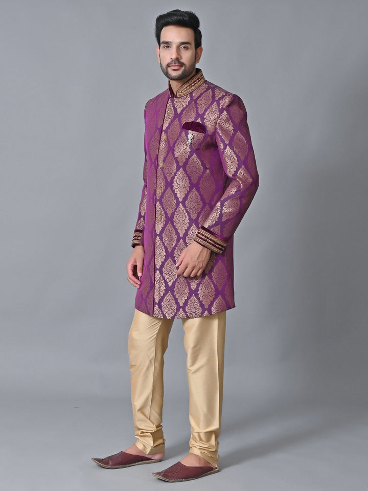 Ethnic Motifs Purple Sherwani