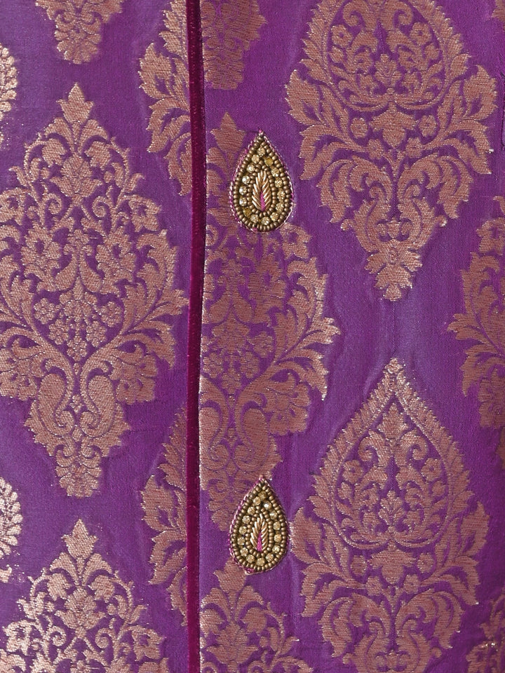 Ethnic Motifs Purple Sherwani