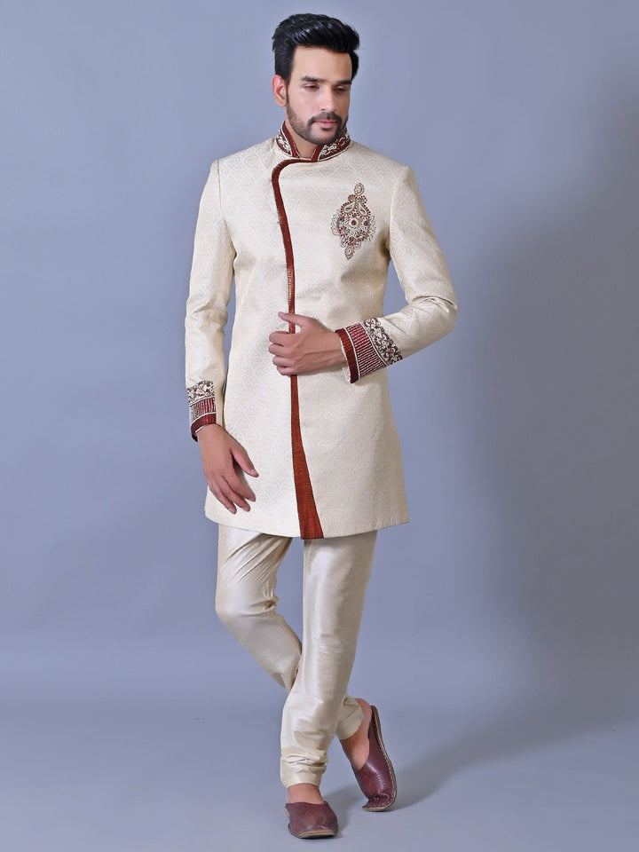 Ethnic Motifs Cream Sherwani