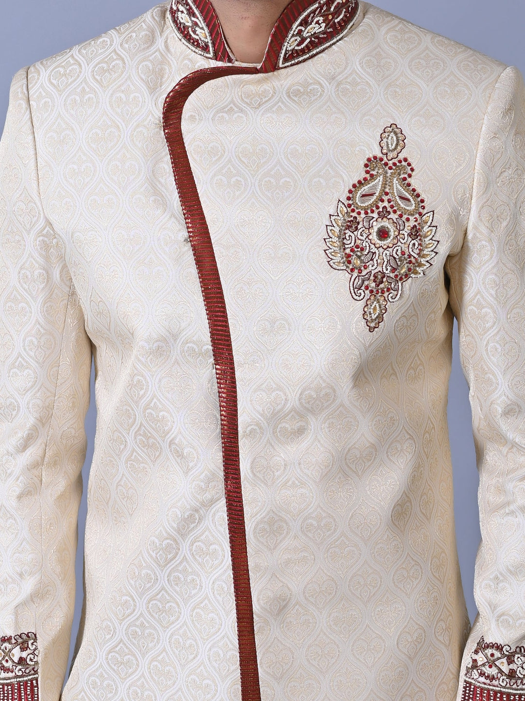 Ethnic Motifs Cream Sherwani