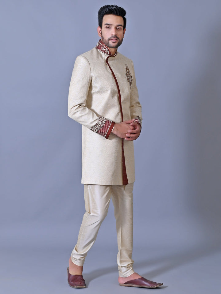 Ethnic Motifs Cream Sherwani