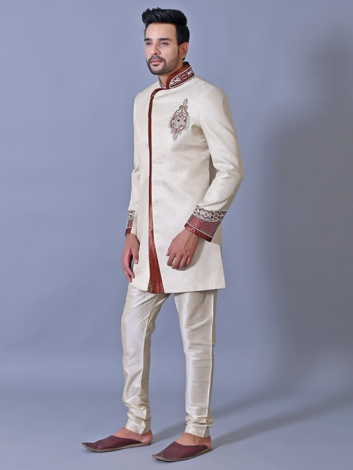 Ethnic Motifs Cream Sherwani