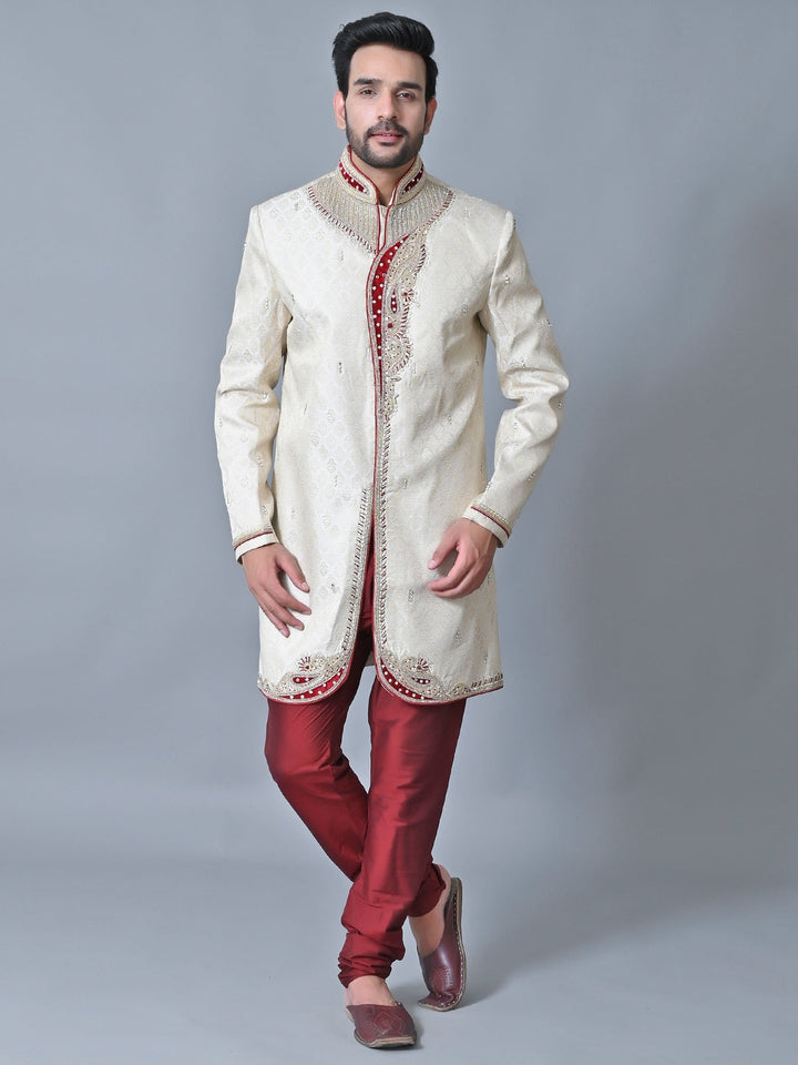 Ethnic Motifs Off White Sherwani