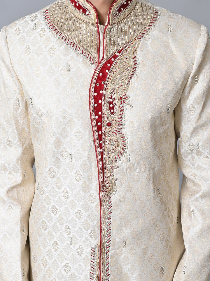 Ethnic Motifs Off White Sherwani