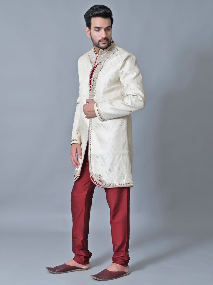 Ethnic Motifs Off White Sherwani