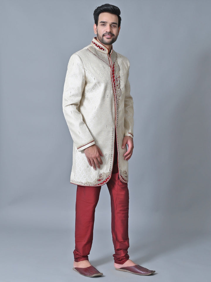 Ethnic Motifs Off White Sherwani