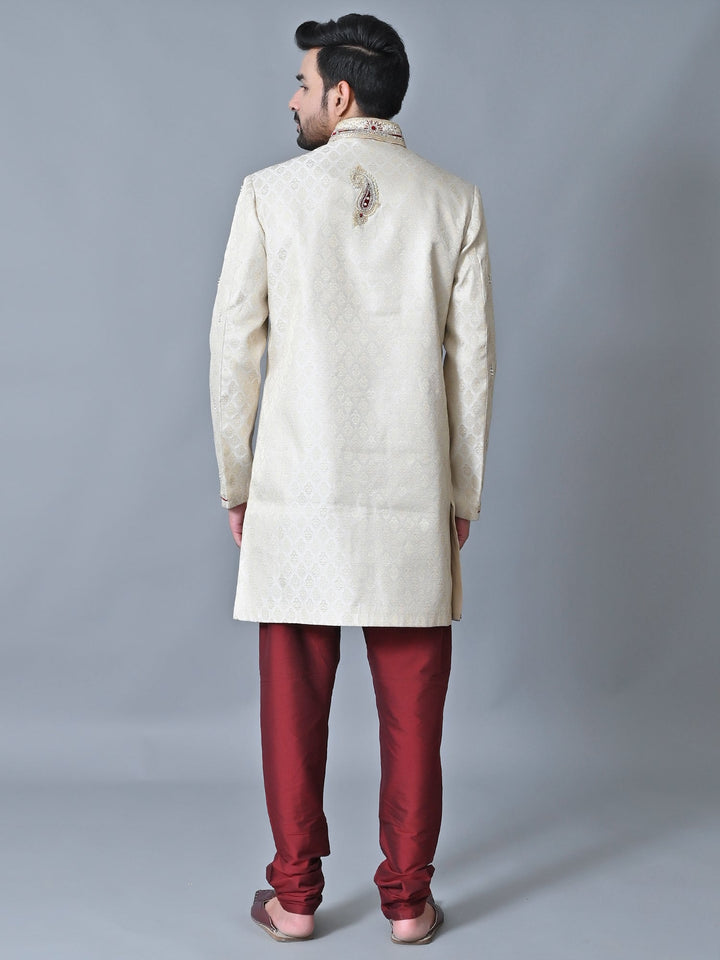 Ethnic Motifs Off White Sherwani