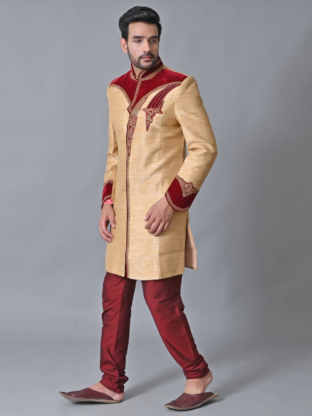 Ethnic Motifs Champagne Sherwani