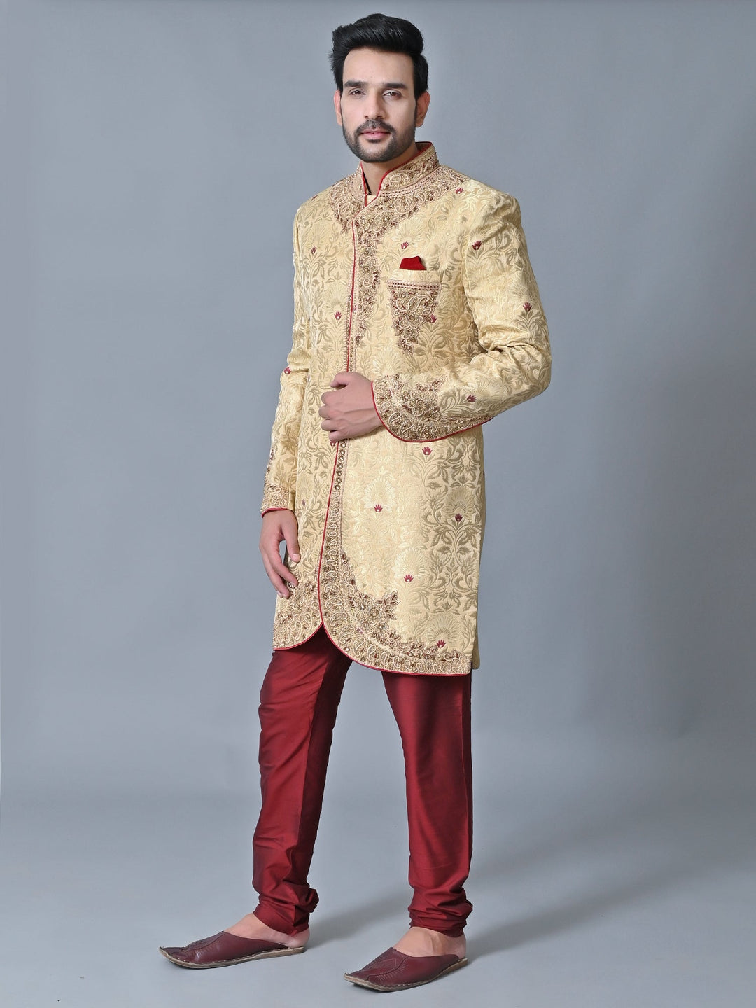 Ethnic Motifs Cream Sherwani
