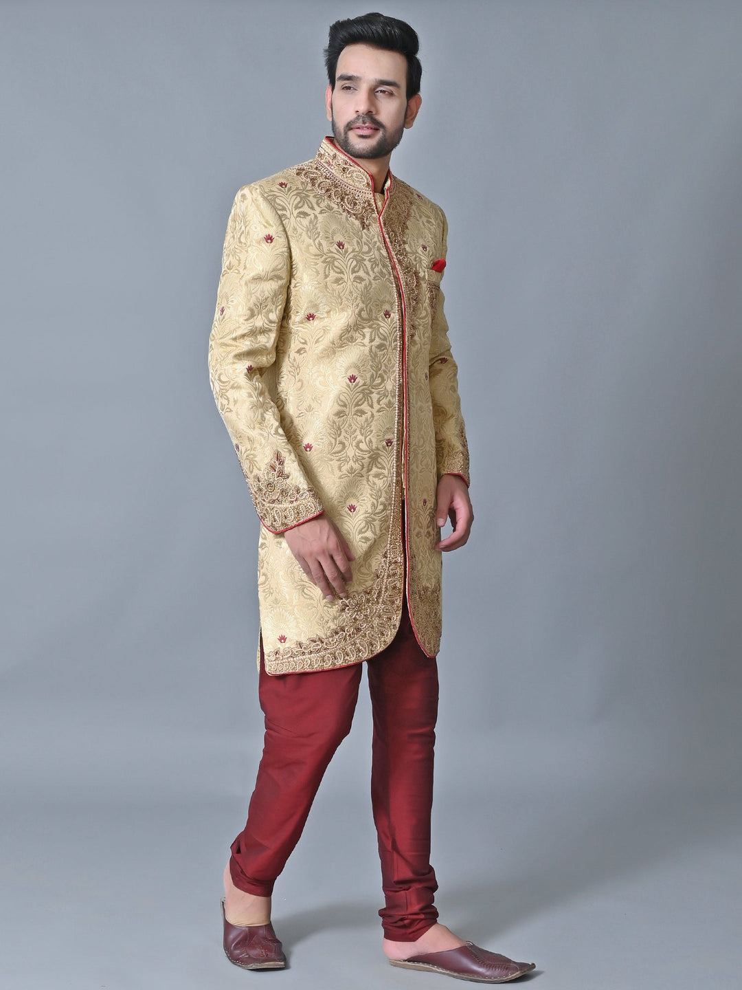 Ethnic Motifs Cream Sherwani