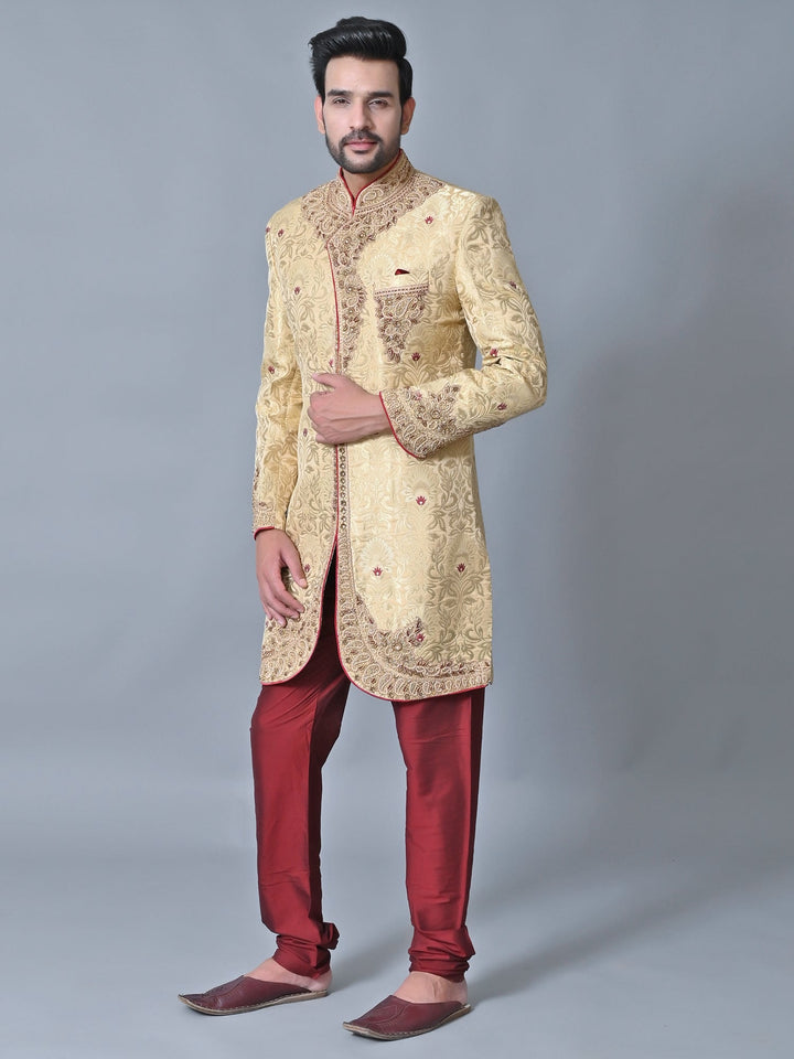 Ethnic Motifs Cream Sherwani