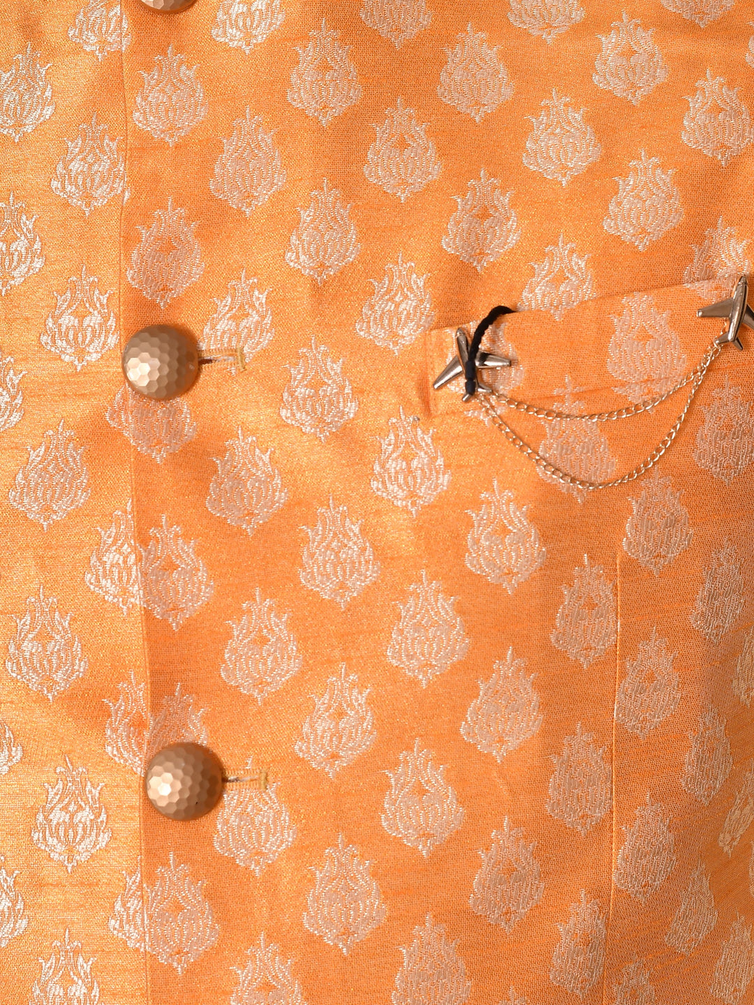 Ethnic Motifs Orange Jacket Kurta Set