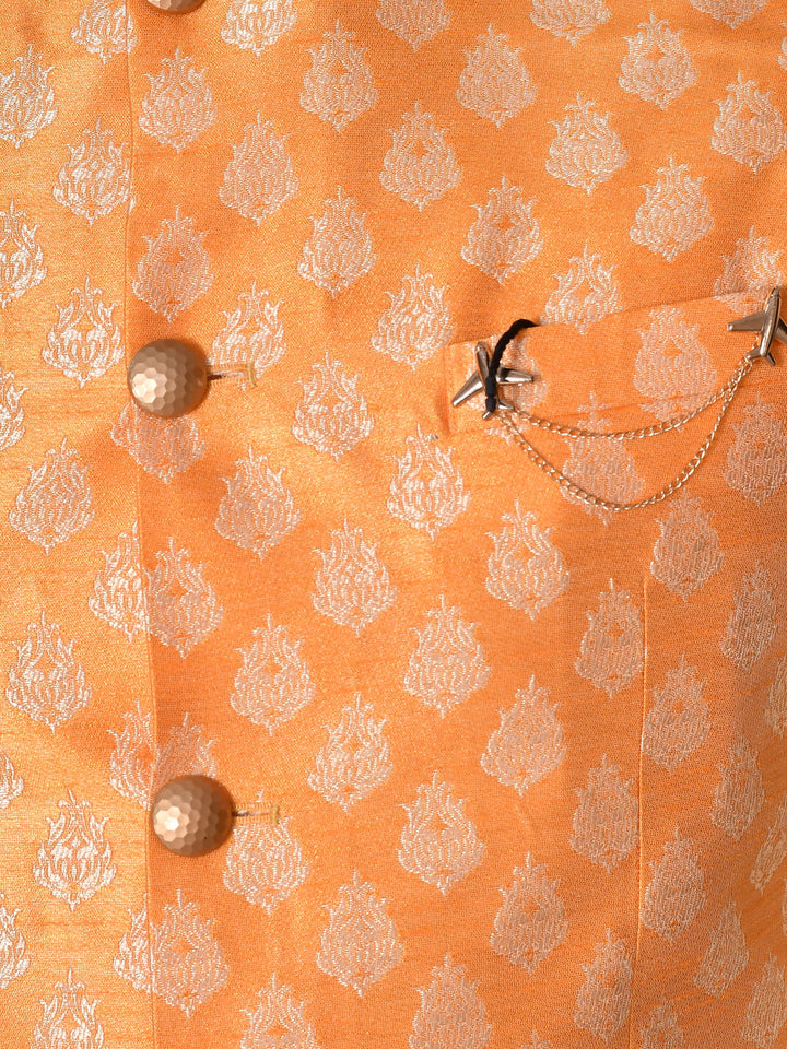Ethnic Motifs Orange Jacket Kurta Set