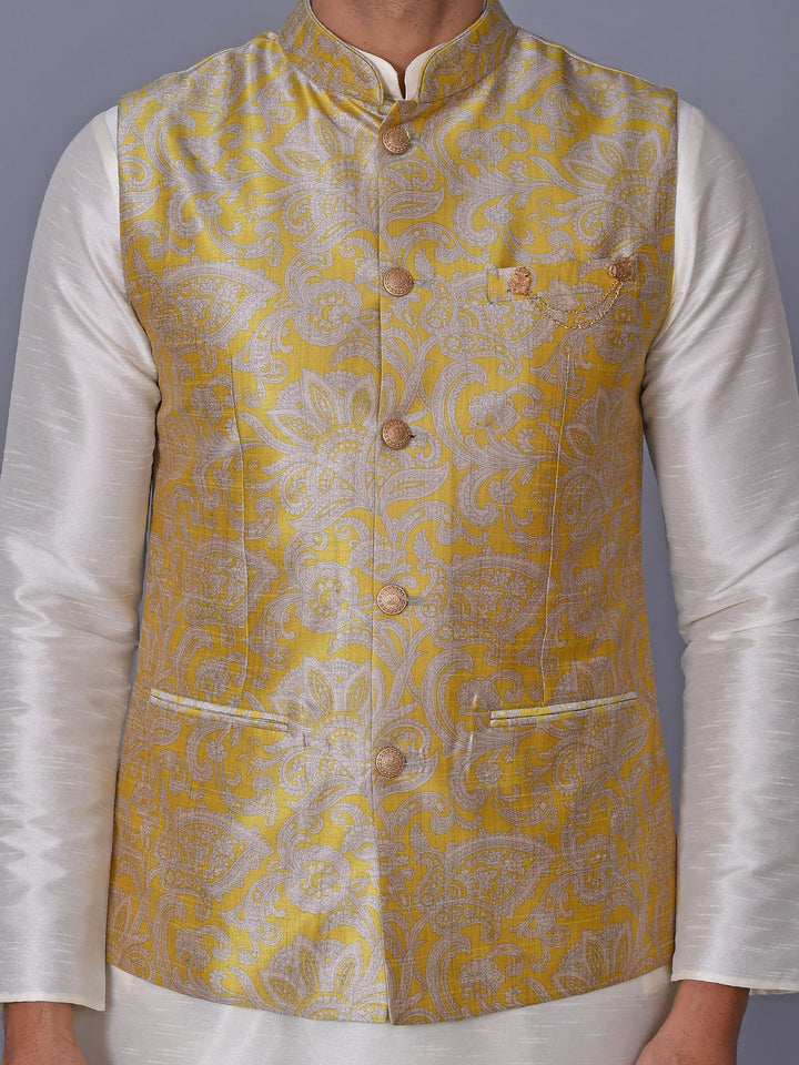 Floral Printed Jacket Kurta Set