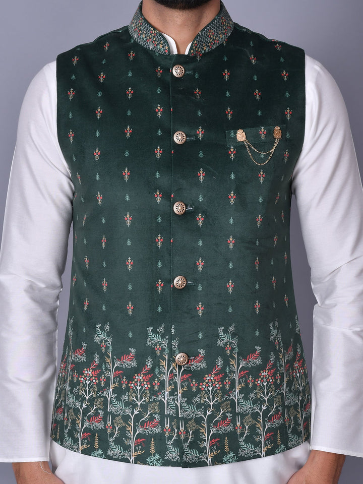 Floral Green Jacket Kurta Set