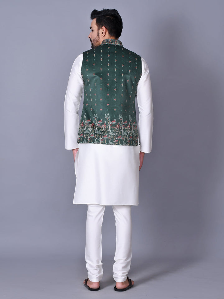 Floral Green Jacket Kurta Set