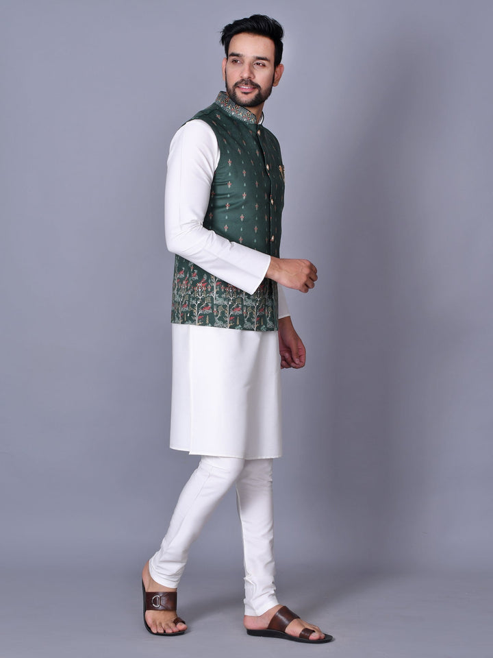 Floral Green Jacket Kurta Set