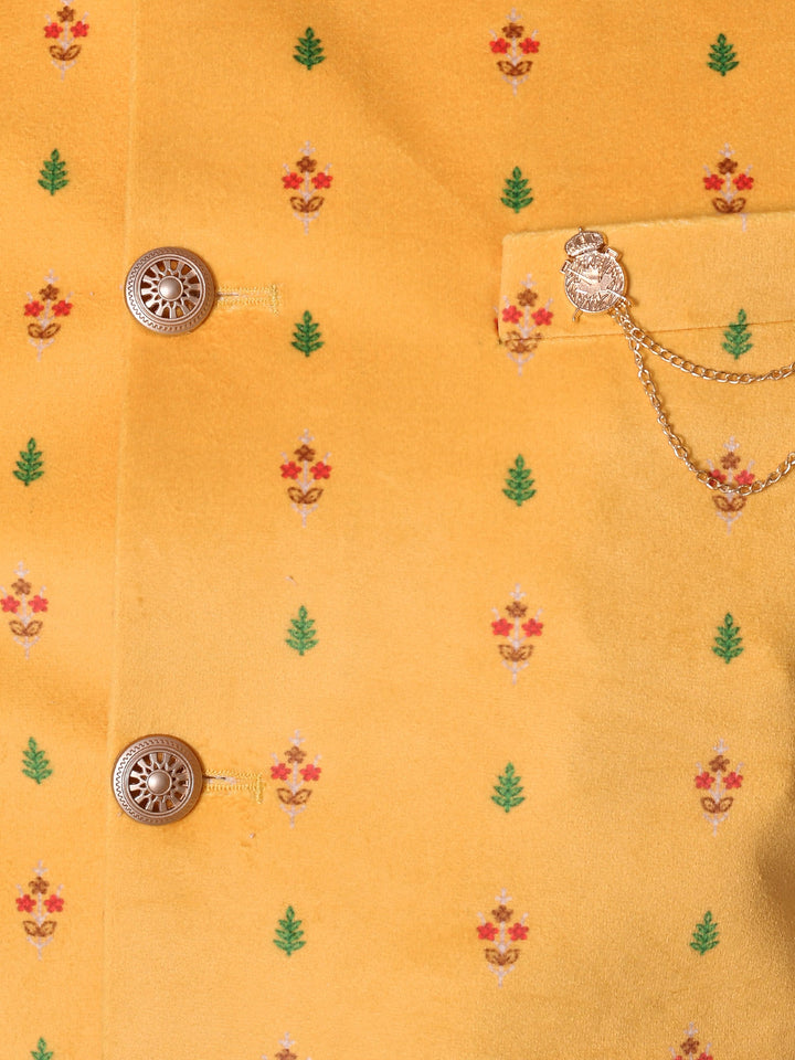 Floral Yellow Jacket Kurta Set