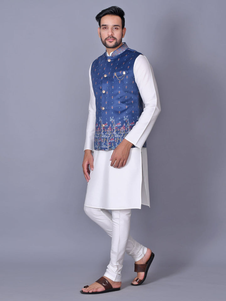 Floral Blue Jacket Kurta Set