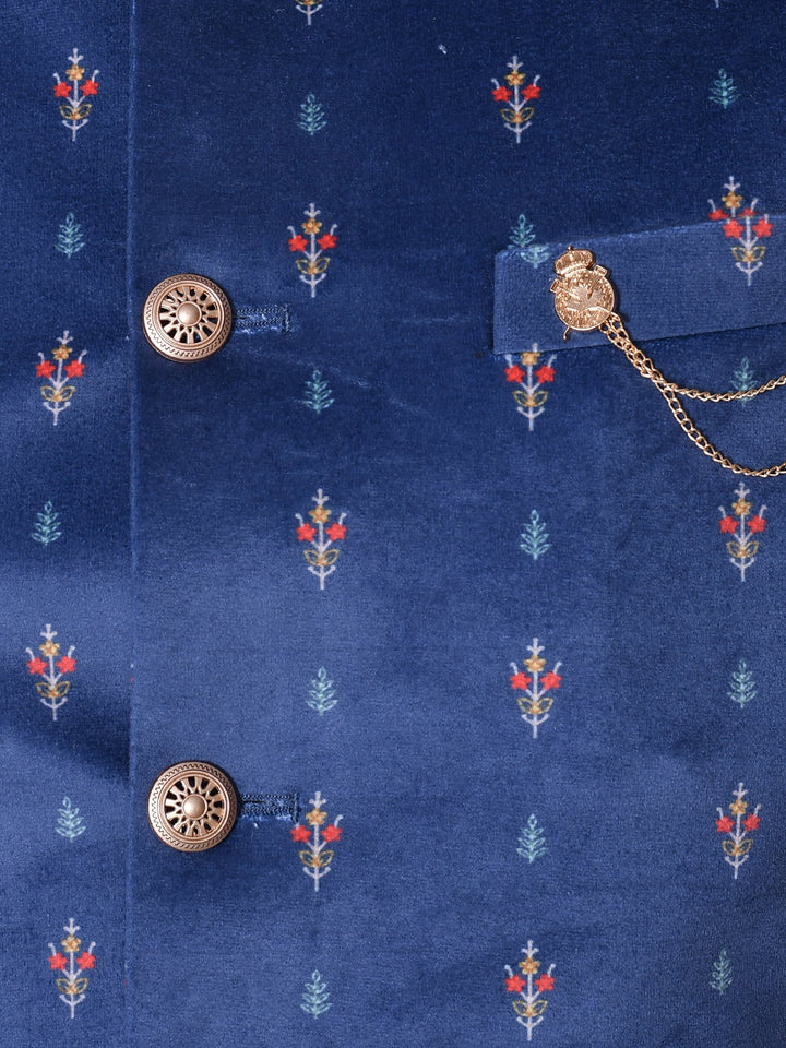 Floral Blue Jacket Kurta Set