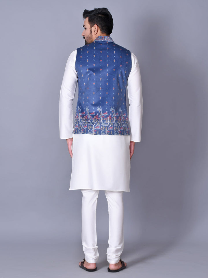 Floral Blue Jacket Kurta Set