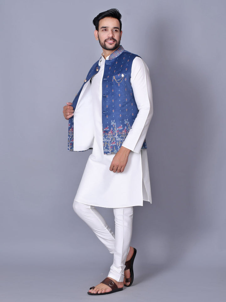 Floral Blue Jacket Kurta Set