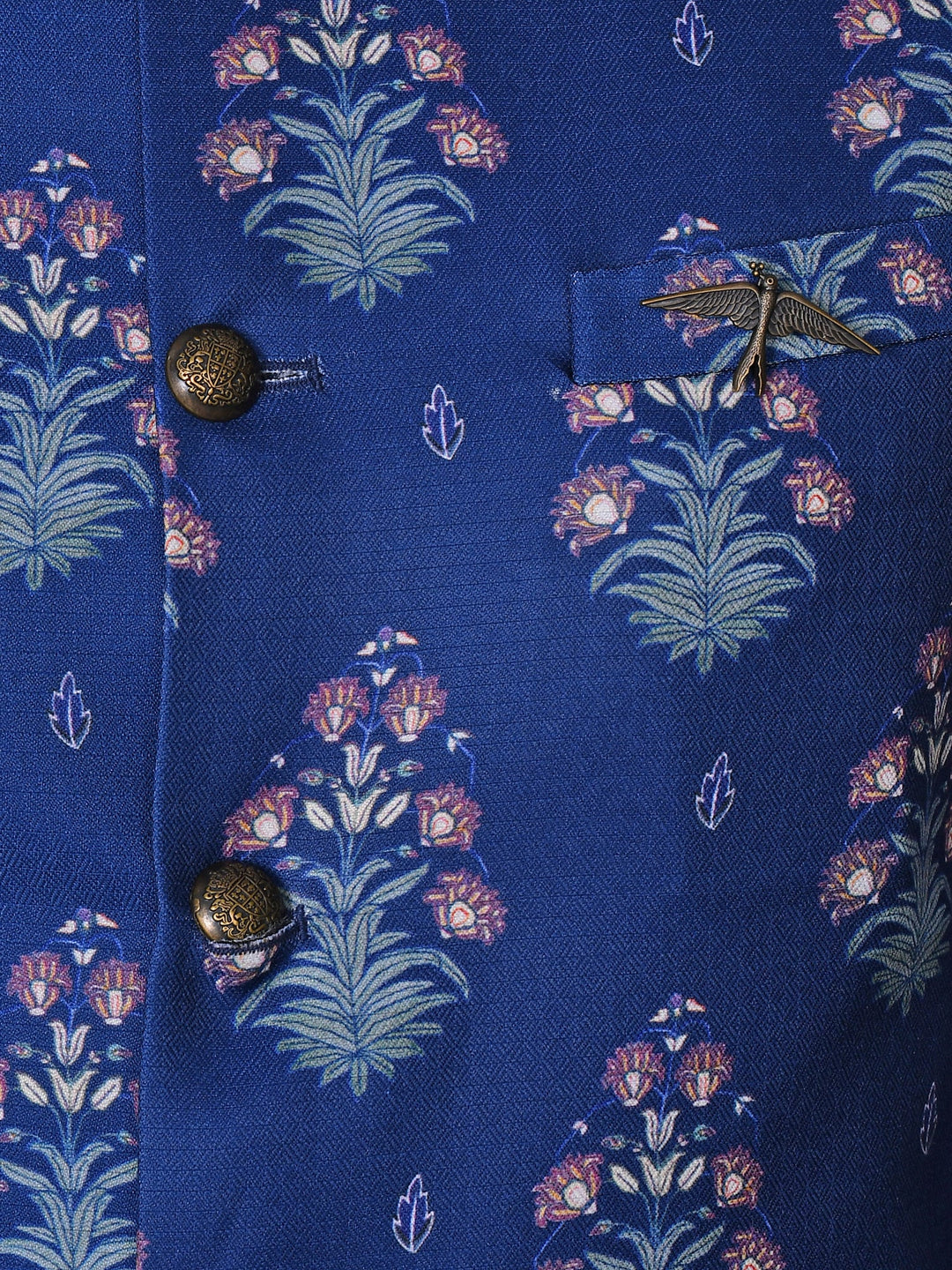 Floral Blue Jacket Kurta Set