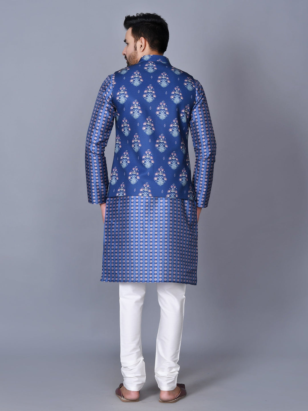 Floral Blue Jacket Kurta Set