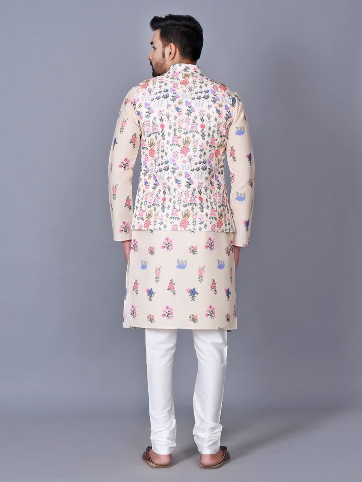 Floral Printed Jacket Kurta Set