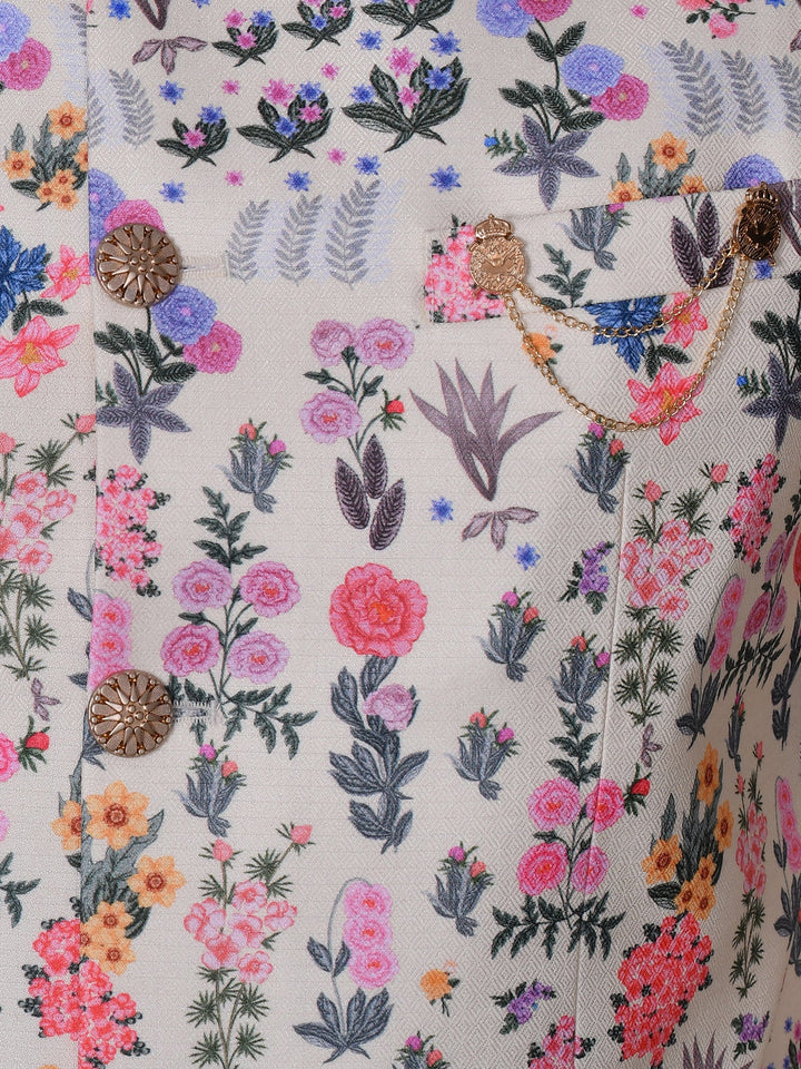 Floral Printed Jacket Kurta Set