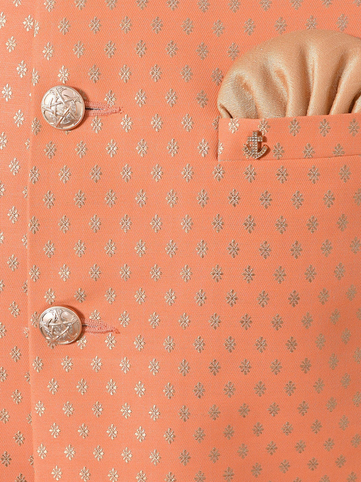 Printed Orange Jacket Kurta Set