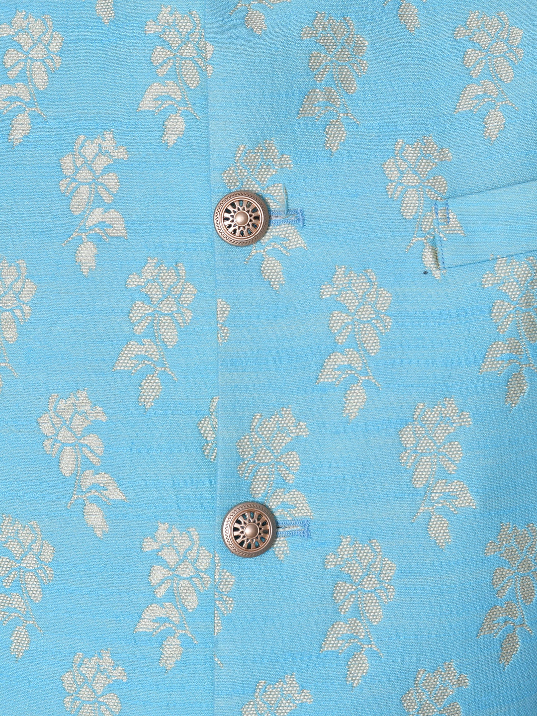 Floral Turquoise Blue Jacket Kurta Set