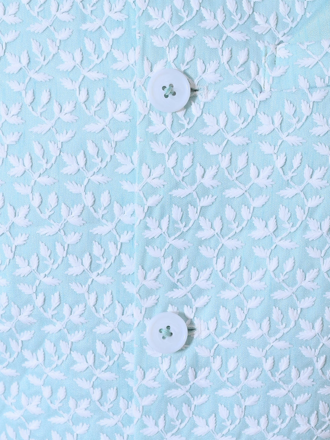 Chikan Turquoise Blue Jacket Kurta Set