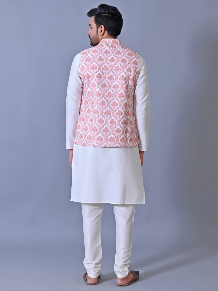 Ethnic Motifs Pink Jacket Kurta Set