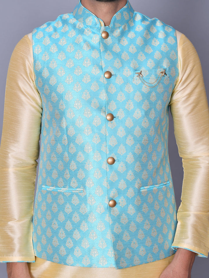 Floral Blue Jacket Kurta Set