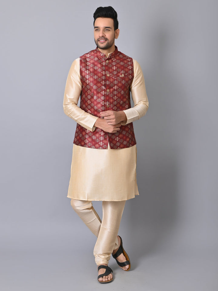 Ethnic Motifs Multi Jacket Kurta Set