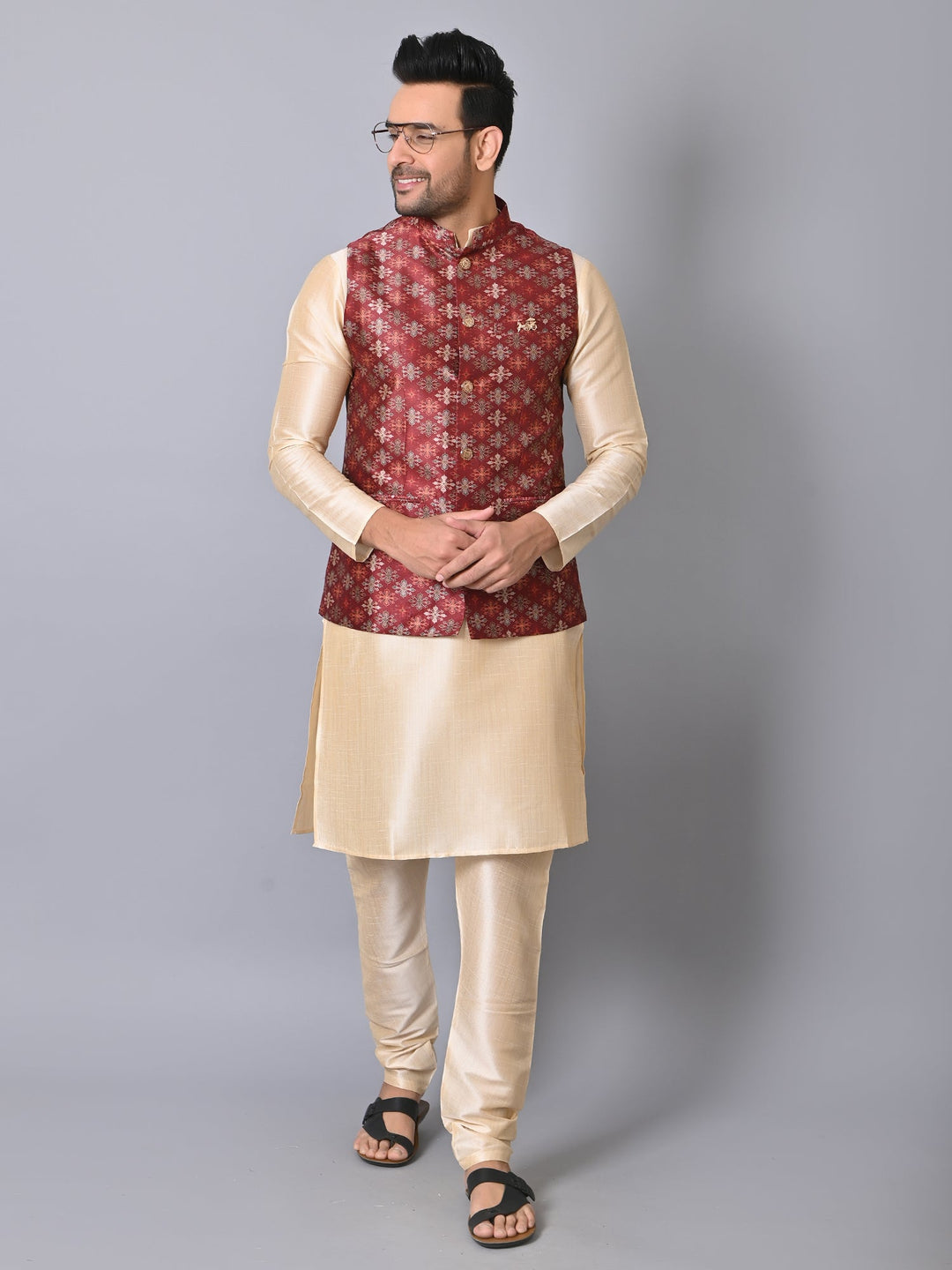 Ethnic Motifs Multi Jacket Kurta Set