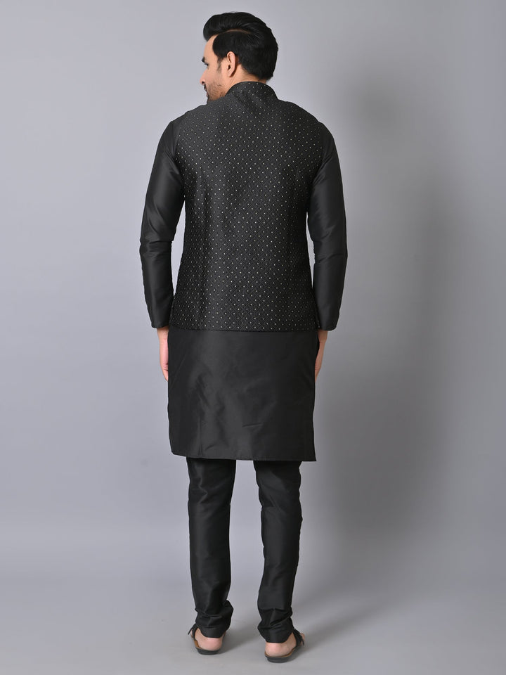 Geometric Black Jacket Kurta Set