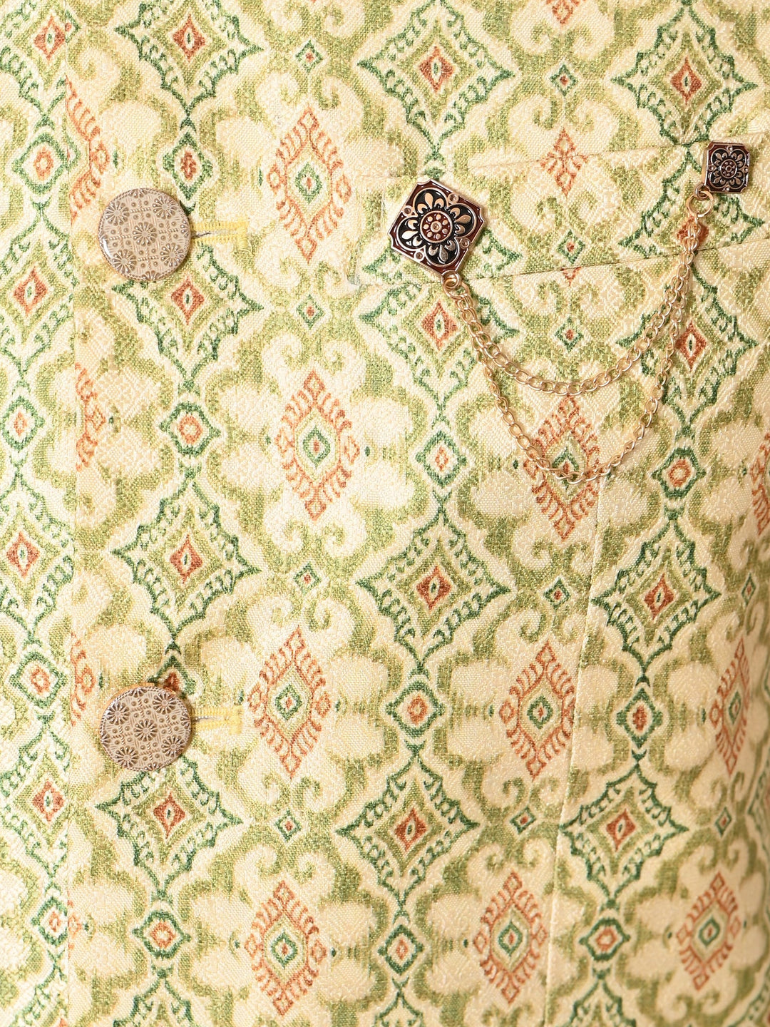 Ethnic Motifs Olive Jacket Kurta Set