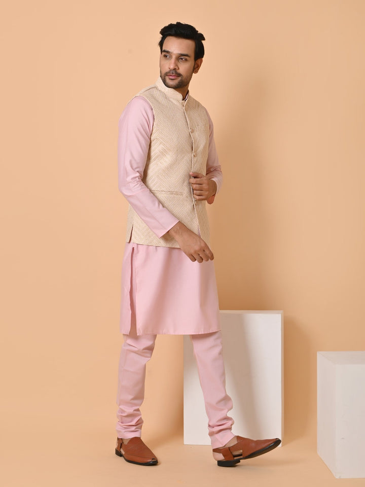 Geometric Pink Jacket Kurta Set